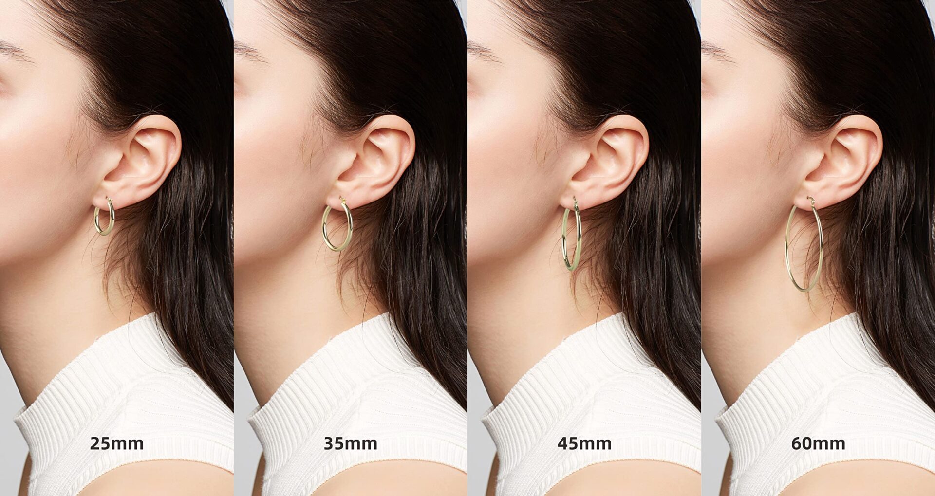 Yxyaolee 925 Sterling Silver Kobiece Kolczyki Hipoalergiczne Złote Kobiece Kolczyki Średnica 25/35/45/60mm - obrazek 4