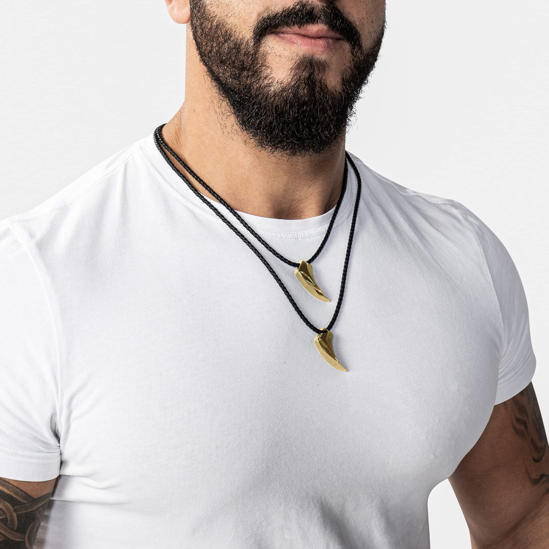 SERASAR - Męski Skórzany Naszyjnik z Zawieszką - Różne Kolory i Długoś - obrazek 2