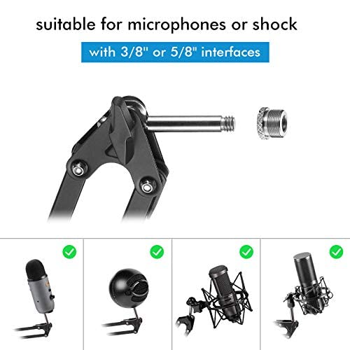 Profesjonalne ramię mikrofonu SUMKUMY z regulacją i ochroną pop adapterem - idealne do studia telewizyjnego, kompatybilne z Blue Yeti, Auna Snowball Nano - obrazek 6