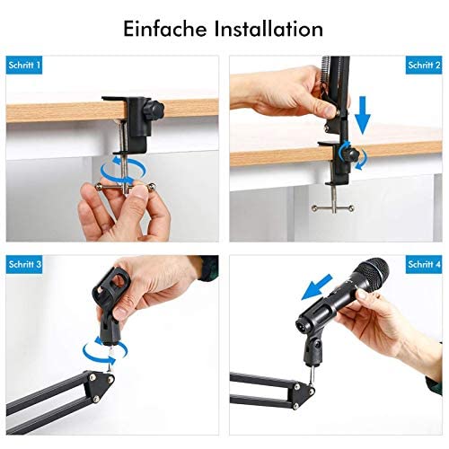 Profesjonalne ramię mikrofonu SUMKUMY z regulacją i ochroną pop adapterem - idealne do studia telewizyjnego, kompatybilne z Blue Yeti, Auna Snowball Nano - obrazek 3