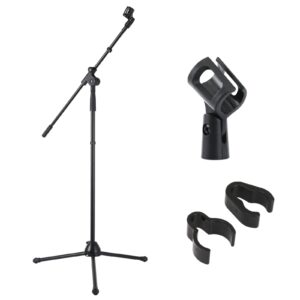 Stabilny stojak na mikrofon z regulacją wysokości i zaciskami - idealny do śpiewania i spotkań scenicznych