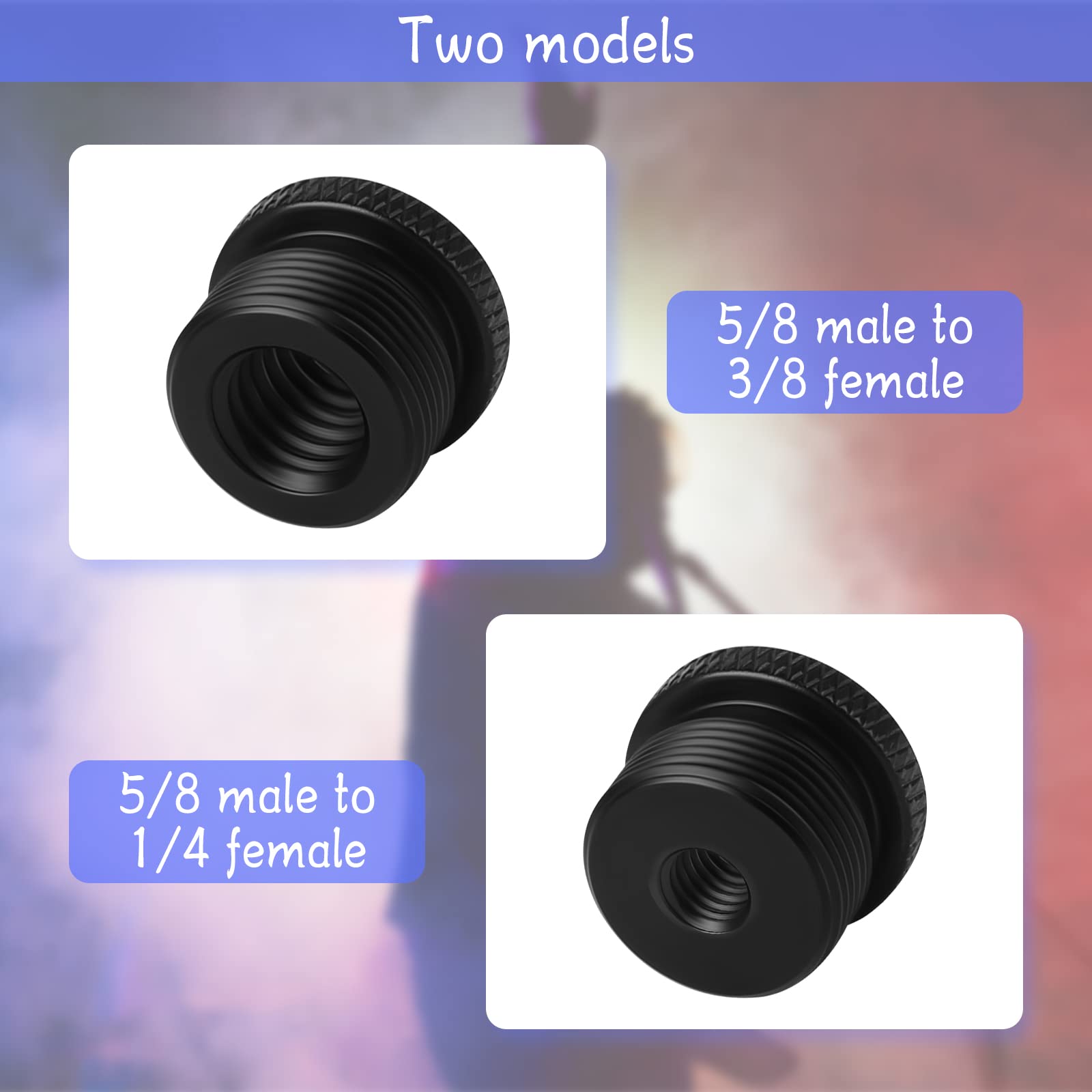 Zestaw adapterów do mikrofonu: 4 szt. adapter 1/4 żeński na 5/8 męski + 2 szt. 5/8 męski na 3/8 żeński - idealny do statywów i monitorów mikrofonowych - obrazek 7