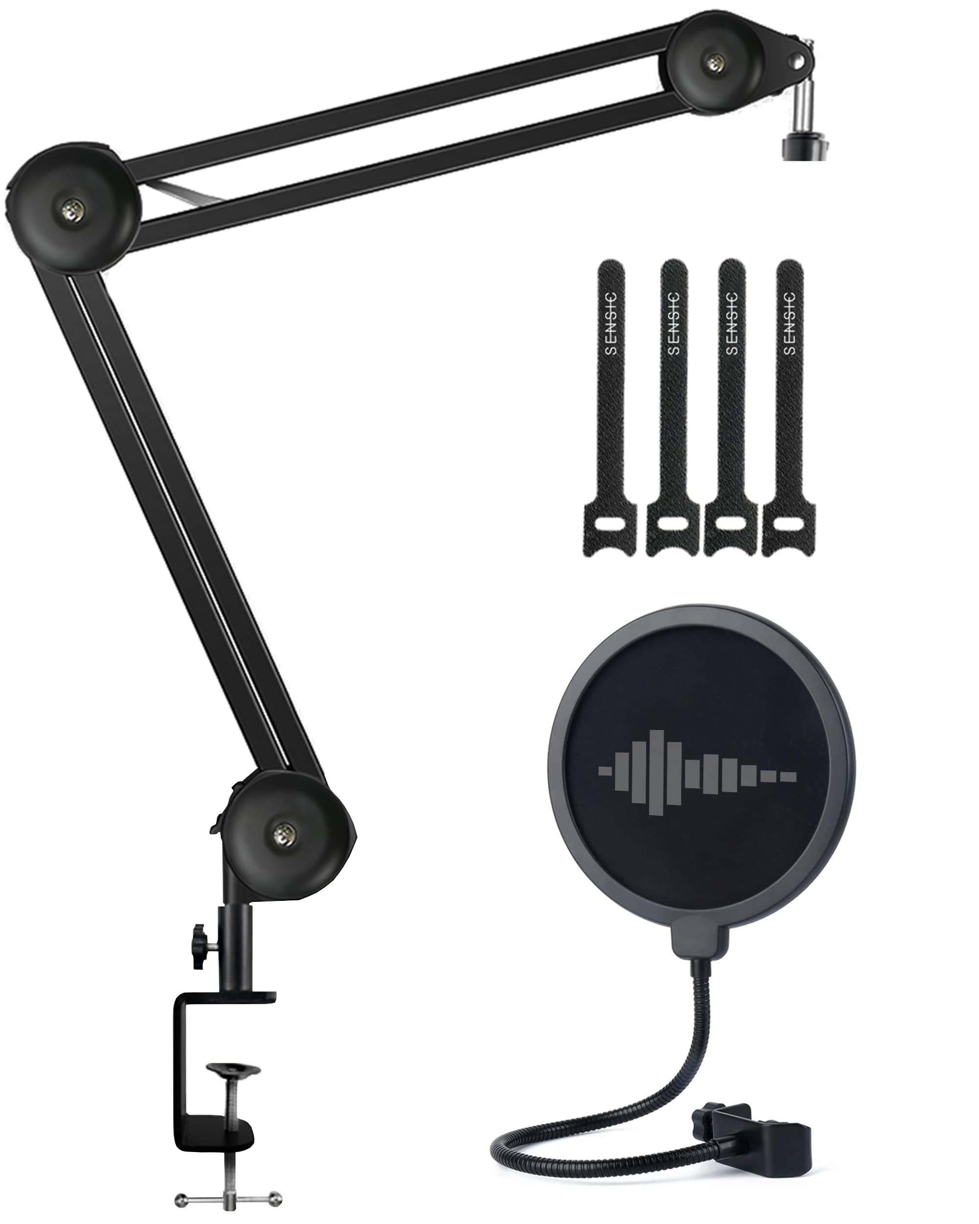 Profesjonalny uchwyt mikrofonowy SENSIC SA-10 z 360° dźwignią obrotową i adapterem 3/8 do 5/8 - idealny do redukcji szumów, koloru czarnego