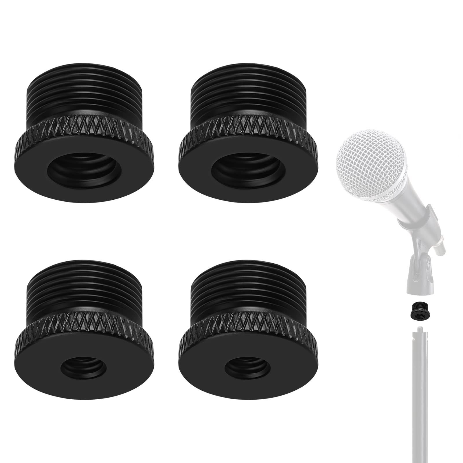 Zestaw adapterów do mikrofonu: 4 szt. adapter 1/4 żeński na 5/8 męski + 2 szt. 5/8 męski na 3/8 żeński - idealny do statywów i monitorów mikrofonowych