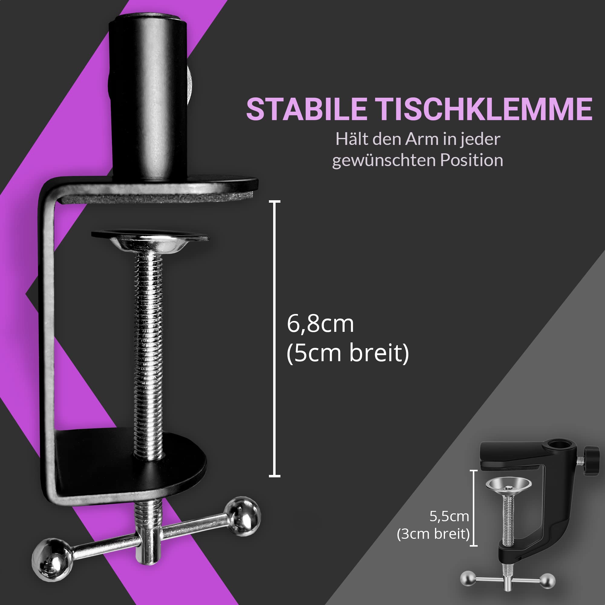 Profesjonalny uchwyt mikrofonowy SENSIC SA-10 z 360° dźwignią obrotową i adapterem 3/8 do 5/8 - idealny do redukcji szumów, koloru czarnego - obrazek 4