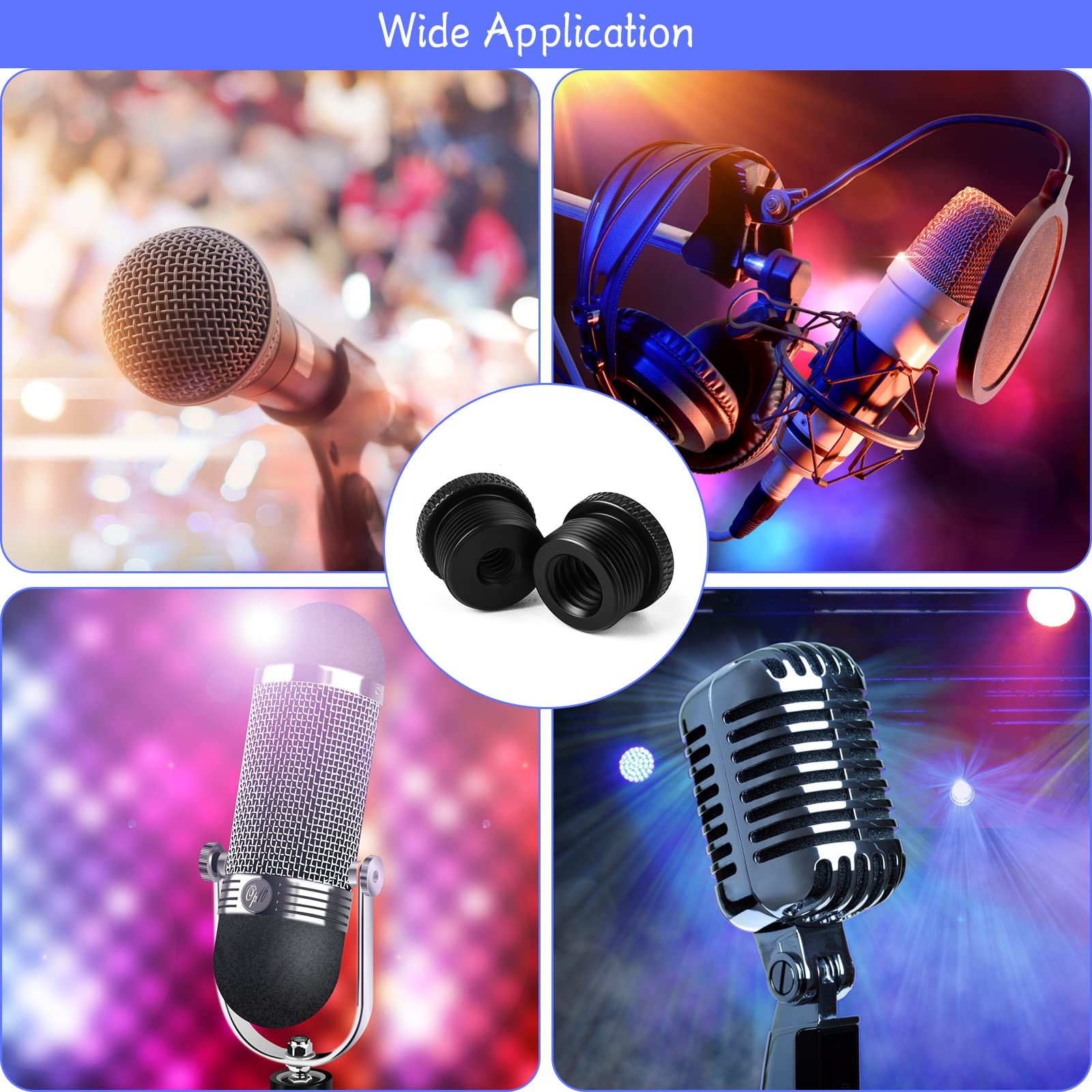 Zestaw adapterów do mikrofonu: 4 szt. adapter 1/4 żeński na 5/8 męski + 2 szt. 5/8 męski na 3/8 żeński - idealny do statywów i monitorów mikrofonowych - obrazek 5