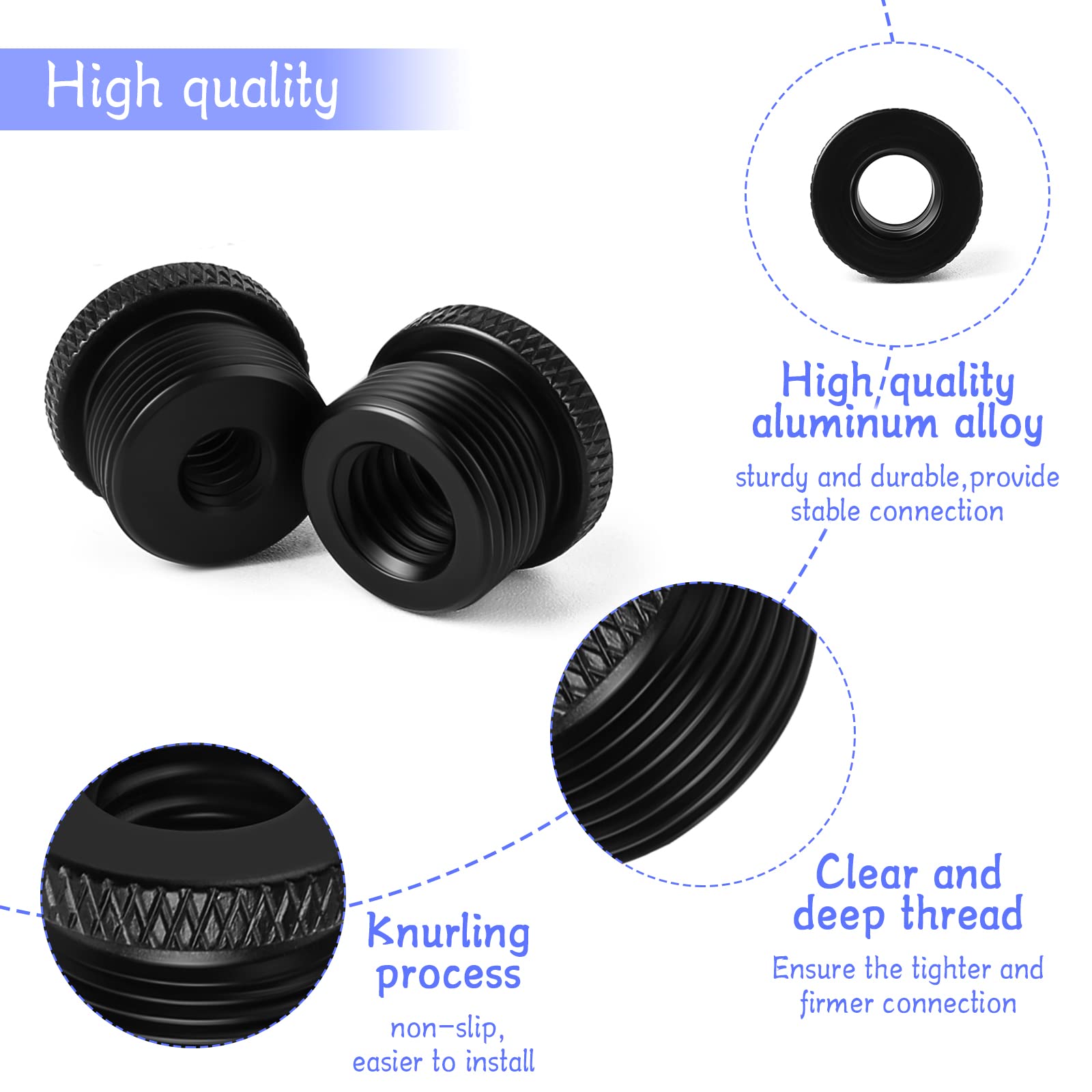 Zestaw adapterów do mikrofonu: 4 szt. adapter 1/4 żeński na 5/8 męski + 2 szt. 5/8 męski na 3/8 żeński - idealny do statywów i monitorów mikrofonowych - obrazek 6