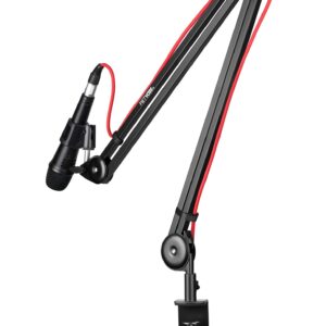 PIETVOSS Ramię mikrofonu z zaciskiem stołowym - uchwyt z regulowanym ramieniem obrotowym - statyw przegubowy premium - czarny