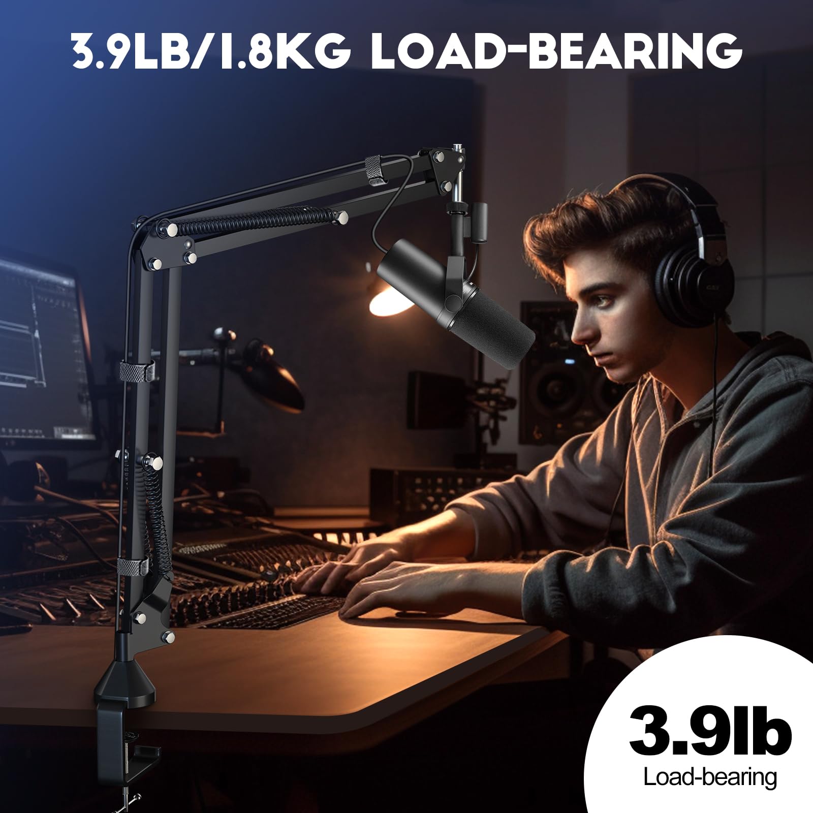 Aokeo AK-35 regulowany, kompaktowy, nożycowy, wiszący stojak mikrofono - obrazek 5