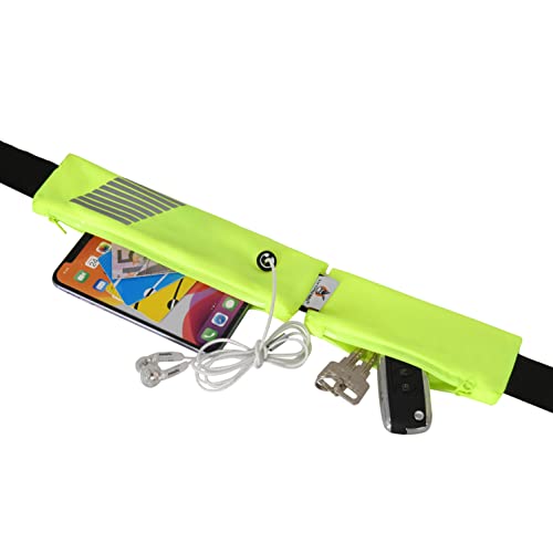 Pasek do biegania z regulowanym elastycznym paskiem i 2 niezależnymi kieszeniami duża pojemność torba do biegania nerka z gniazdem słuchawkowym do fitnessu joggingu spacerów z psem - obrazek 3