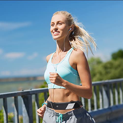 Pasek do biegania z regulowanym elastycznym paskiem i 2 niezależnymi kieszeniami duża pojemność torba do biegania nerka z gniazdem słuchawkowym do fitnessu joggingu spacerów z psem - obrazek 2