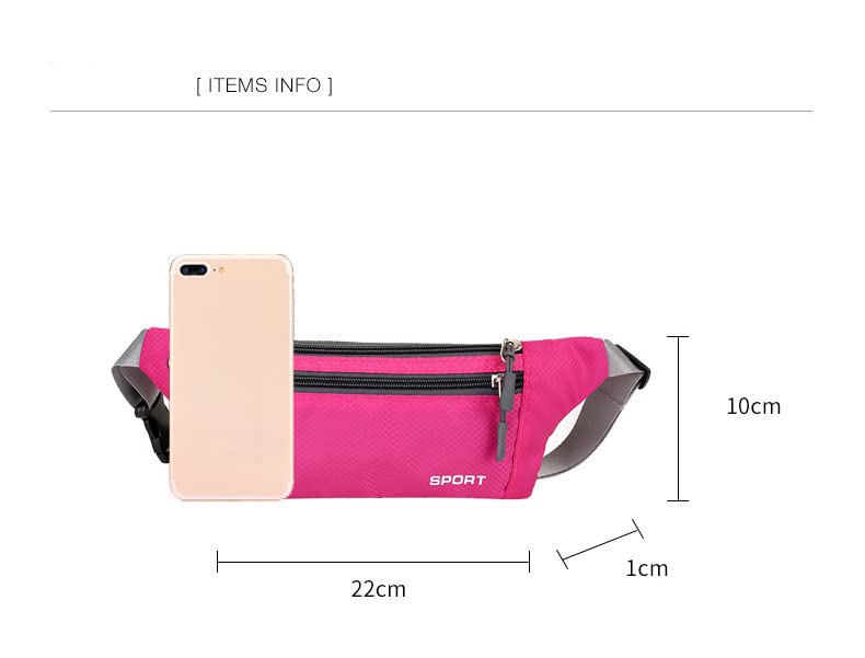 Torba na pasek torba na biodra sportowa pasek do biegania dla mężczyzn i kobiet do biegania wędrówek uprawiania sportów na świeżym powietrzu z regulowanym przyłączem na słuchawki (różowoczerwona) różowy/czerwony - obrazek 2