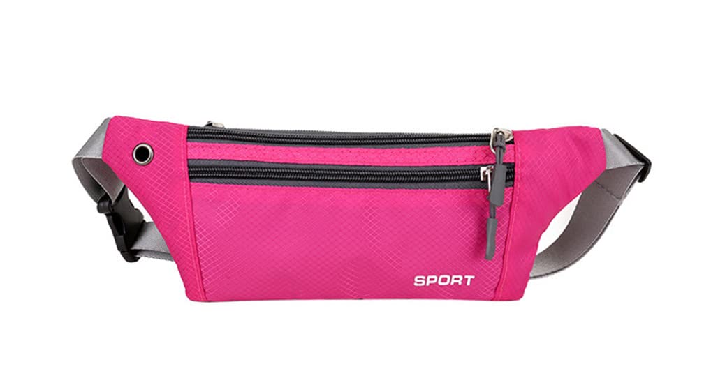 Torba na pasek torba na biodra sportowa pasek do biegania dla mężczyzn i kobiet do biegania wędrówek uprawiania sportów na świeżym powietrzu z regulowanym przyłączem na słuchawki (różowoczerwona) różowy/czerwony