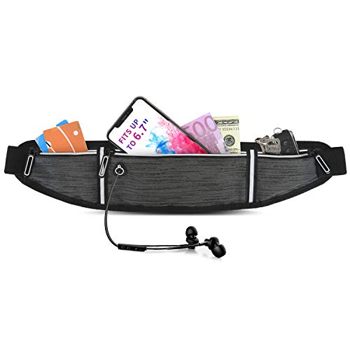 Pasek do biegania elastyczny pas biodrowy z paskami odblaskowymi torba na pas do joggingu 3 oddzielne kieszenie otwór na słuchawki do ćwiczeń na siłowni w podróży i na świeżym powietrzu - obrazek 7