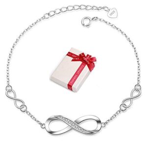 Bransoletka damska z błyszczącą cyrkonią i akcentem nieskończoności - Srebro 925