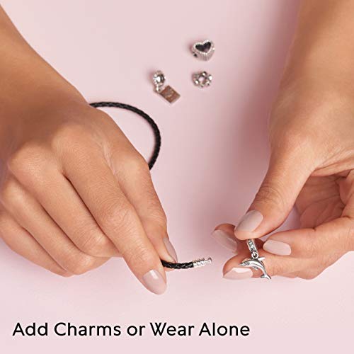 Pandora Icons skórzana bransoletka, srebrna, podwójna - obrazek 3