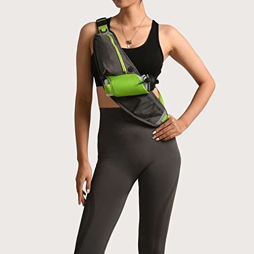 Pas do biegania z uchwytem na butelkę wody torba na talię RUMANLE z przedłużaczem RUMANLE-GREEN One Size - obrazek 7