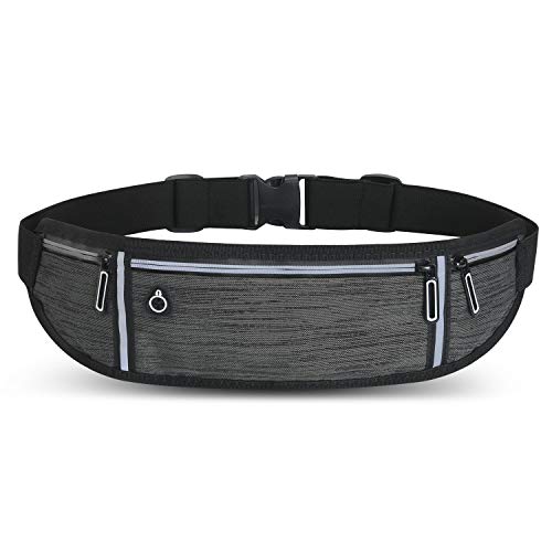 Pasek do biegania elastyczny pas biodrowy z paskami odblaskowymi torba na pas do joggingu 3 oddzielne kieszenie otwór na słuchawki do ćwiczeń na siłowni w podróży i na świeżym powietrzu