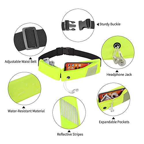 Pasek do biegania z regulowanym elastycznym paskiem i 2 niezależnymi kieszeniami duża pojemność torba do biegania nerka z gniazdem słuchawkowym do fitnessu joggingu spacerów z psem - obrazek 5