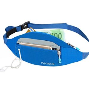 ISIYINER Torba na brzuch wodoodporny pasek na pieniądze ze ze słuchawkami torba na brzuch do biegania jazdy na rowerze turystyki kempingu wspinaczki podróży wakacji bezpieczne przechowywanie pieniędzy iPhone Plus biletów i paszportów