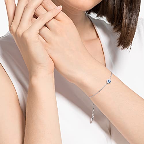 Elegancka bransoletka Swarovski 5567933 - regulowana długość 9-24 cm, w kolorze srebrnym i niebieskim - obrazek 3