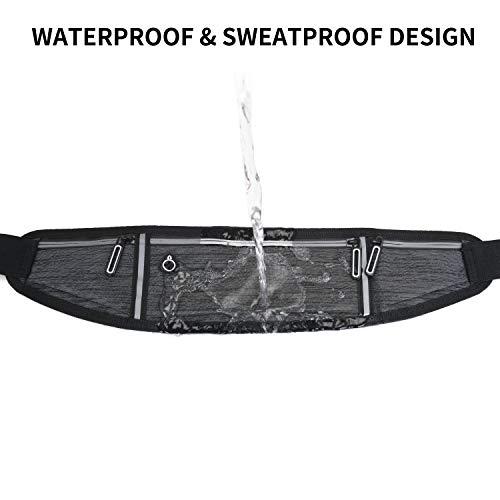 Pasek do biegania elastyczny pas biodrowy z paskami odblaskowymi torba na pas do joggingu 3 oddzielne kieszenie otwór na słuchawki do ćwiczeń na siłowni w podróży i na świeżym powietrzu - obrazek 4