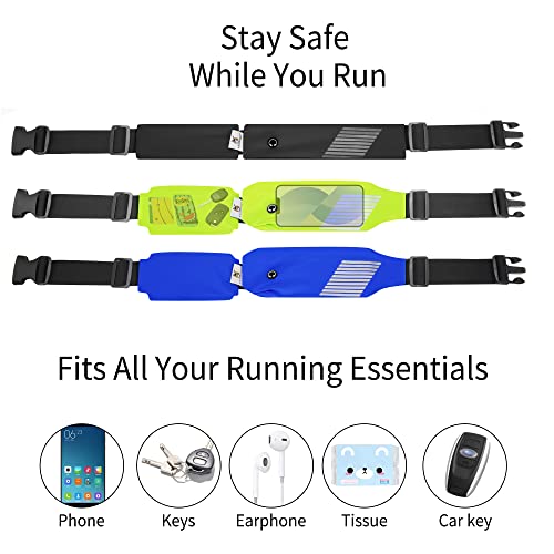 Pasek do biegania z regulowanym elastycznym paskiem i 2 niezależnymi kieszeniami duża pojemność torba do biegania nerka z gniazdem słuchawkowym do fitnessu joggingu spacerów z psem - obrazek 7
