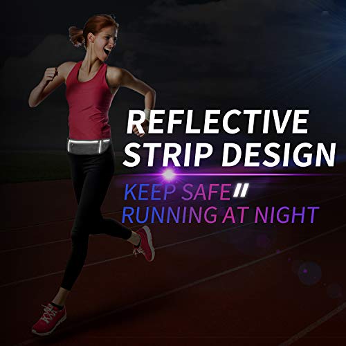 Pasek do biegania elastyczny pas biodrowy z paskami odblaskowymi torba na pas do joggingu 3 oddzielne kieszenie otwór na słuchawki do ćwiczeń na siłowni w podróży i na świeżym powietrzu - obrazek 3