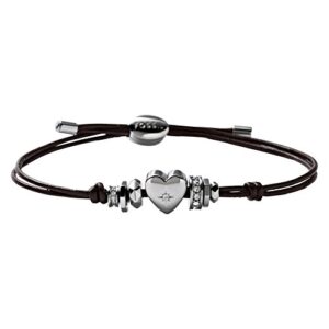 Elegancka bransoletka Fossil JF00116040 - 16.5 cm, kolor czarny/srebrny