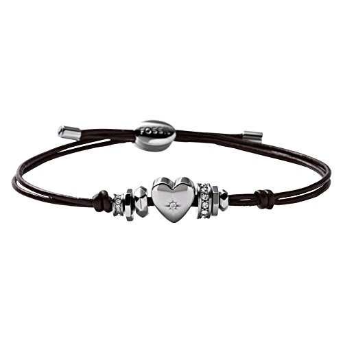 Elegancka bransoletka Fossil JF00116040 - 16.5 cm, kolor czarny/srebrny