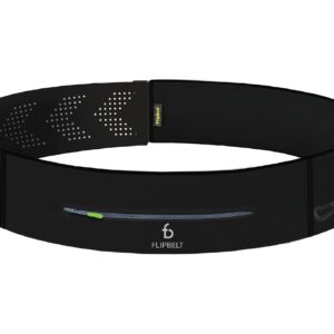 FlipBelt Regulowany pasek do biegania na zamek błyskawiczny na telefon i małe akcesoria torba na talię do ćwiczeń dla kobiet i mężczyzn czarny