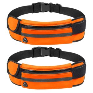 Newaner 2-pak wodoszczelna torba na biodra dla kobiet i mężczyzn z regulowanym gumowym ściągaczem z przyłączem na słuchawki nadaje się do fitnessu joggingu podróży jazdy na rowerze pomarańczowa pomarańczowy czas wolny