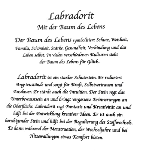 Bransoletka do aromaterapii z labradorytu i drzewem życia - Opis kamieni i znaczenie w języku polskim - obrazek 5