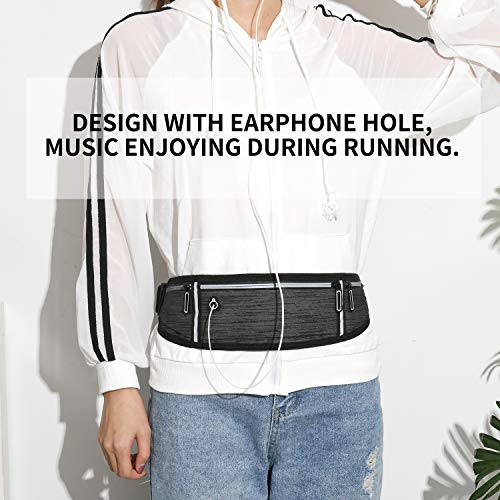 Pasek do biegania elastyczny pas biodrowy z paskami odblaskowymi torba na pas do joggingu 3 oddzielne kieszenie otwór na słuchawki do ćwiczeń na siłowni w podróży i na świeżym powietrzu - obrazek 5