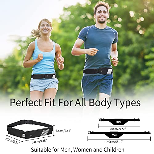 Pasek do biegania z regulowanym elastycznym paskiem i 2 niezależnymi kieszeniami duża pojemność torba do biegania nerka z gniazdem słuchawkowym do fitnessu joggingu spacerów z psem - obrazek 6