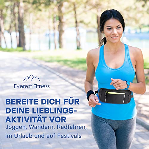 EVEREST FITNESS Pas Do Biegania - Pas z Uchwytem Na Telefon i Pieniądze - Z Odblaskowymi Paskami Zwiększającymi Widoczność W Ciemności - Pasy z Kieszeniami Dla Kobiet i Mężczyzn - obrazek 2