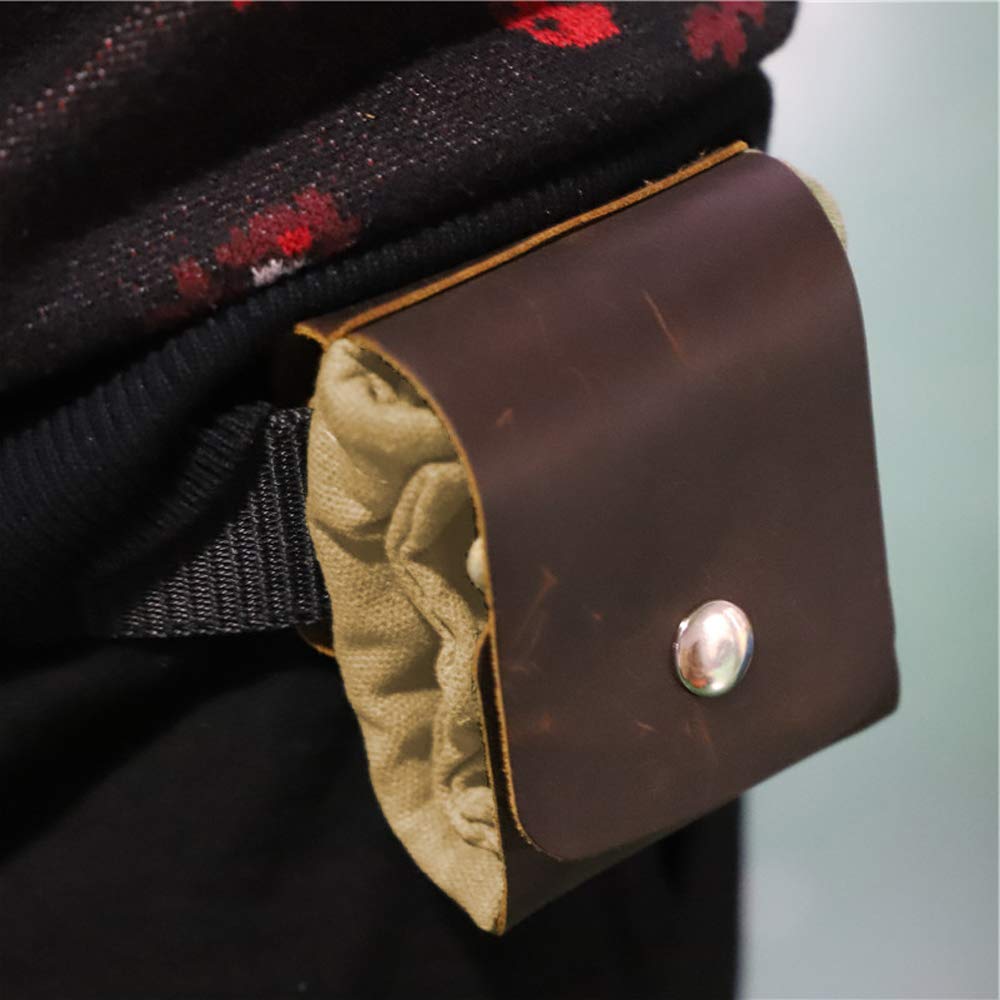 Płócienna torba na paszę na piesze wędrówki płócienna torba na paszę składane paczki pasów skórzany pasek biodrowy wisząca torba ręcznie robiona skórzana torba na pasek wodoodporna woskowana torba na skarby i muszle na zewnątrz Brązowy - obrazek 7