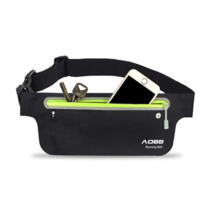 AOBB pas do biegania ultralekki i odporny na pot pas z regulowanym elastycznym paskiem pasek o dużej pojemności do joggingu jazdy na rowerze i aktywności na świeżym powietrzu - czarny