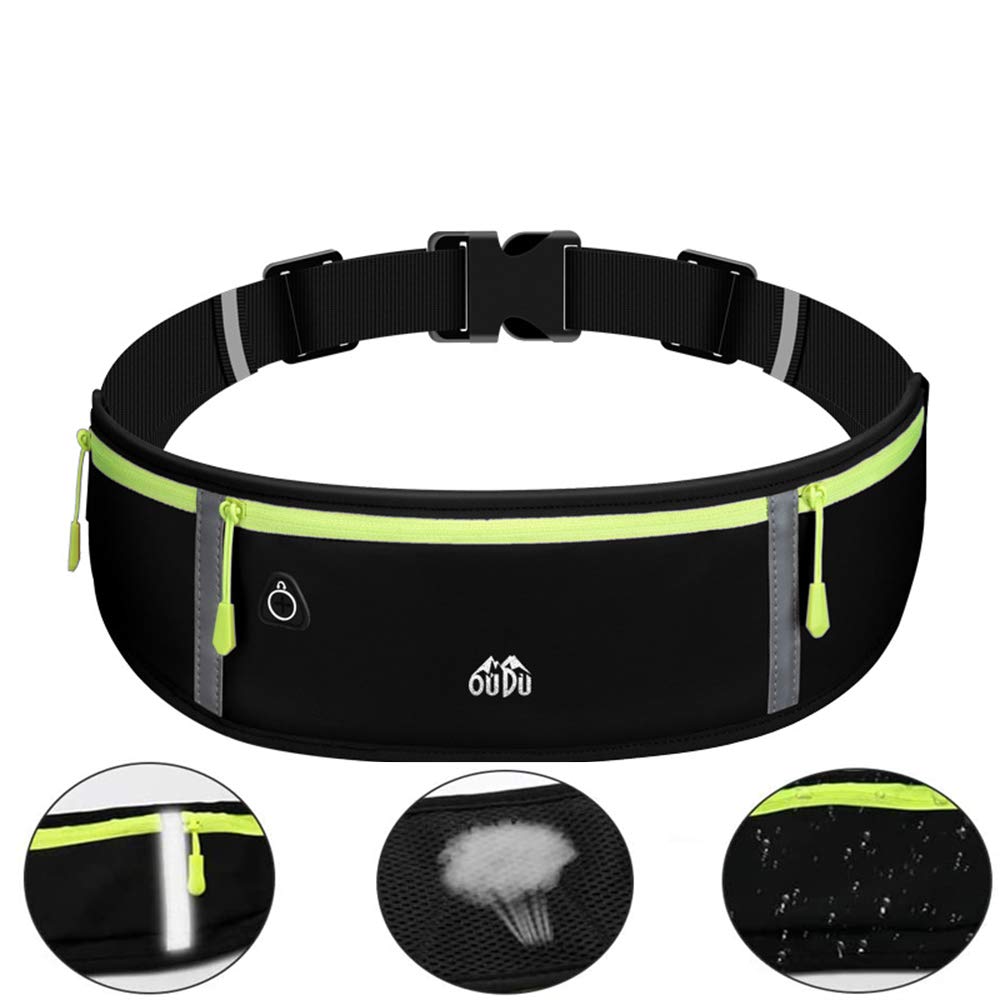 YueMing Bumbag pas do biegania wodoodporny odblaskowy 3 kieszenie zapinane na zamek błyskawiczny regulowana torba na pas na rower z gniazdem słuchawkowym do joggingu dla psa na podróż wakacje kemping wspinaczkę piesze wycieczki na zewnątrz mężczyźni kobiety - obrazek 5