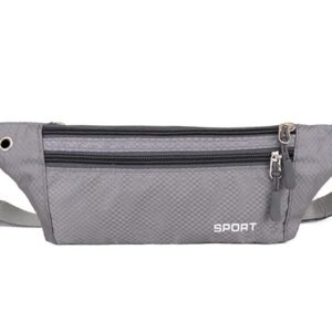 CHUANGOU Torba na pasek torba na biodra sportowy pasek do biegania dla mężczyzn i kobiet do biegania wędrówek aktywności na świeżym powietrzu z regulowanym wejściem na słuchawki (popiół)