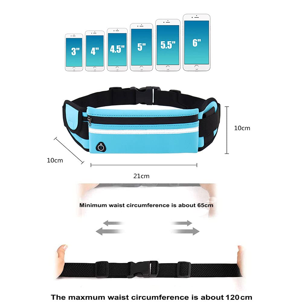 Talii Bieganie Mężczyźni Torba Sportowa Pas Podróży Wyścigi Drzwi Pieniądze dla Mody Talii Elegancki Torba Do Biegania FitnessWyścigiJazda Na Rowerze i Podróży Regulowany Elastyczny Pasek Niebieskie niebo - obrazek 4