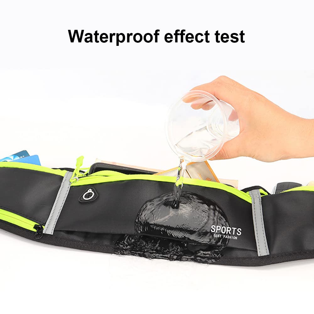 Pasek do biegania z uchwytem na telefon regulowany pas biodrowy z wodoodpornym opakowaniem na butelkę wody słuchawki bumbag o dużej pojemności do wędrówek biegania jazdy na rowerze mężczyzn kobiet ZIELONY Morden - obrazek 6