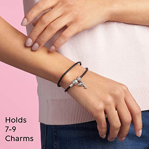 Pandora Icons skórzana bransoletka, srebrna, podwójna - obrazek 2