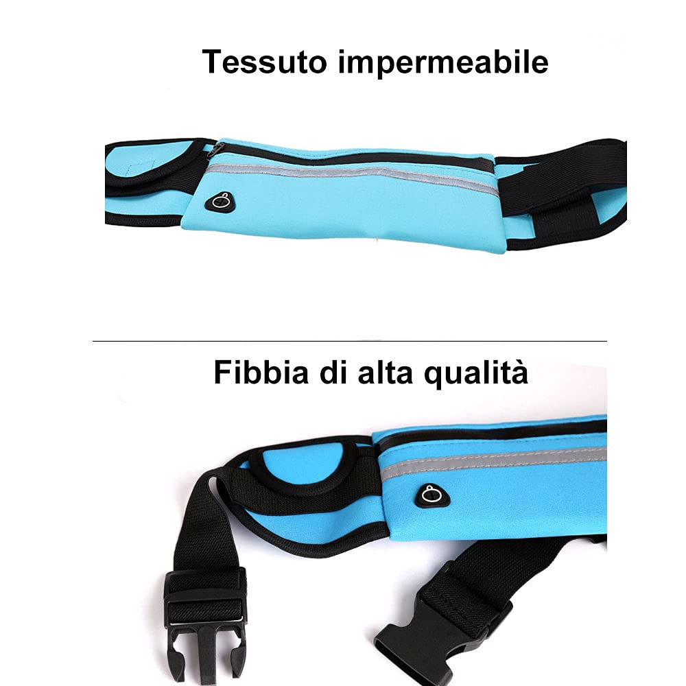 Talii Bieganie Mężczyźni Torba Sportowa Pas Podróży Wyścigi Drzwi Pieniądze dla Mody Talii Elegancki Torba Do Biegania FitnessWyścigiJazda Na Rowerze i Podróży Regulowany Elastyczny Pasek Niebieskie niebo - obrazek 5