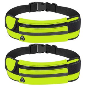Newaner 2-pak wodoszczelna torba na biodra dla kobiet i mężczyzn z regulowanym gumowym ściągaczem z przyłączem na słuchawki nadaje się do fitnessu joggingu podróży jazdy na rowerze zielony zielony czas wolny