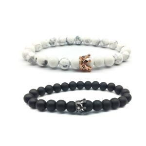 King & Queen Crown para bransoletek, bransoletka z kamieniami przyjaźn