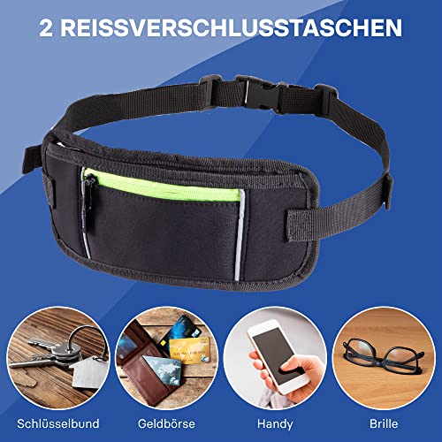 EVEREST FITNESS Pas Do Biegania - Pas z Uchwytem Na Telefon i Pieniądze - Z Odblaskowymi Paskami Zwiększającymi Widoczność W Ciemności - Pasy z Kieszeniami Dla Kobiet i Mężczyzn - obrazek 6