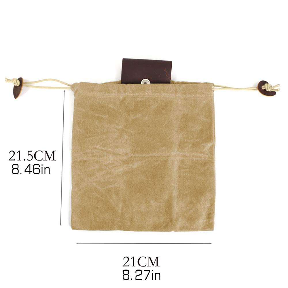 Płócienna torba na paszę na piesze wędrówki płócienna torba na paszę składane paczki pasów skórzany pasek biodrowy wisząca torba ręcznie robiona skórzana torba na pasek wodoodporna woskowana torba na skarby i muszle na zewnątrz Brązowy - obrazek 4