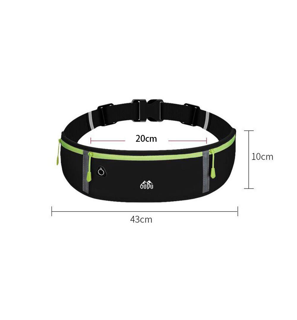 YueMing Bumbag pas do biegania wodoodporny odblaskowy 3 kieszenie zapinane na zamek błyskawiczny regulowana torba na pas na rower z gniazdem słuchawkowym do joggingu dla psa na podróż wakacje kemping wspinaczkę piesze wycieczki na zewnątrz mężczyźni kobiety - obrazek 6