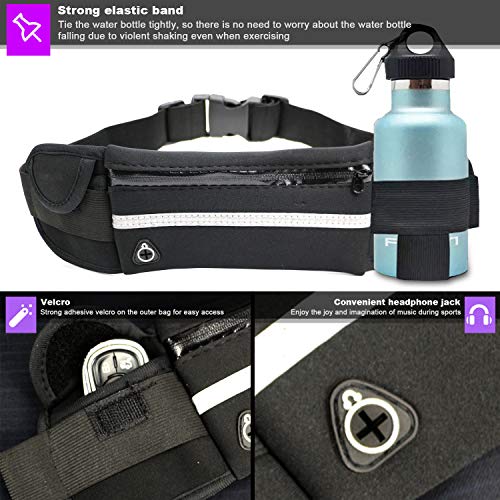 Torba na pasek torba na brzuch regulowana torebka biodrowa unisex torba sportowa kieszeń na telefon komórkowy bieganie uchwyt na butelkę pas na napoje do biegania joggingu na pasku - obrazek 6